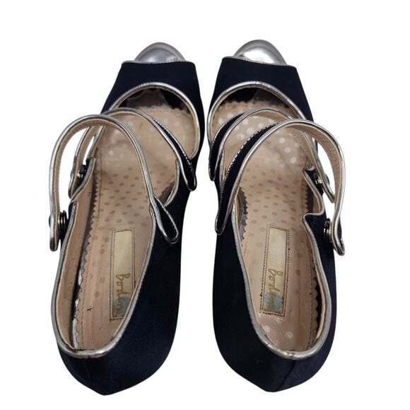 Boden Cordelia Navy Blue Peep Toe Double Strap High Heel Pumps Size EU 39| US 8 - Picture 9 of 16